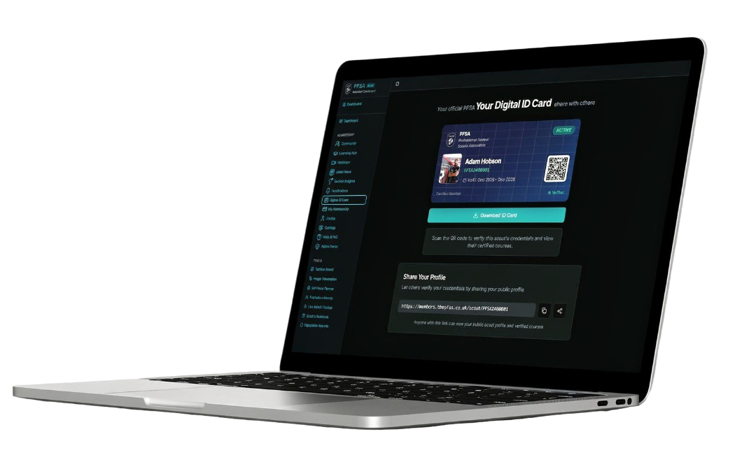 PFSA Digital Scout ID dashboard showing verified credentials
