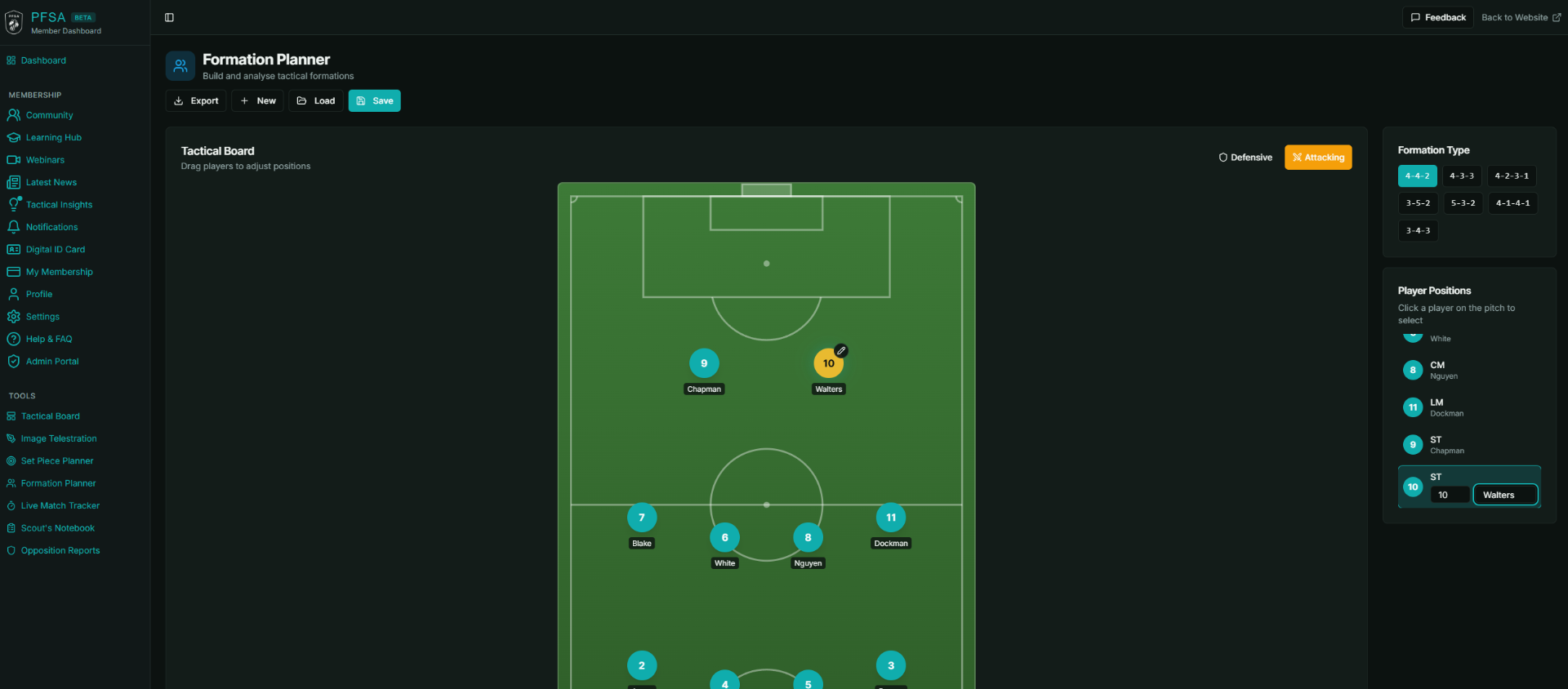 Screenshot of the PFSA Formation Planner scouting tool interface